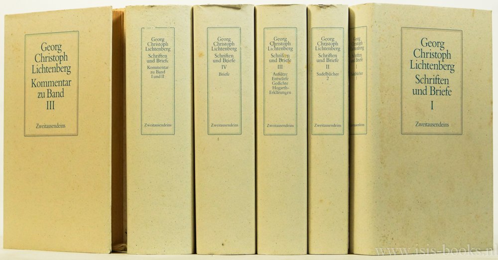 LICHTENBERG, G.C. - Schriften und Briefe + Kommentar zu Band I und II und Band III. Herausgegeben von Wolgang Promies. 6 volumes.
