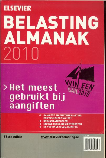 Stoffer, S.- Loon P.M.F. van  &  Blecourt, E.A. de - Elsevier Belasting Almanak  2010  55ste Jaarlijkse editie