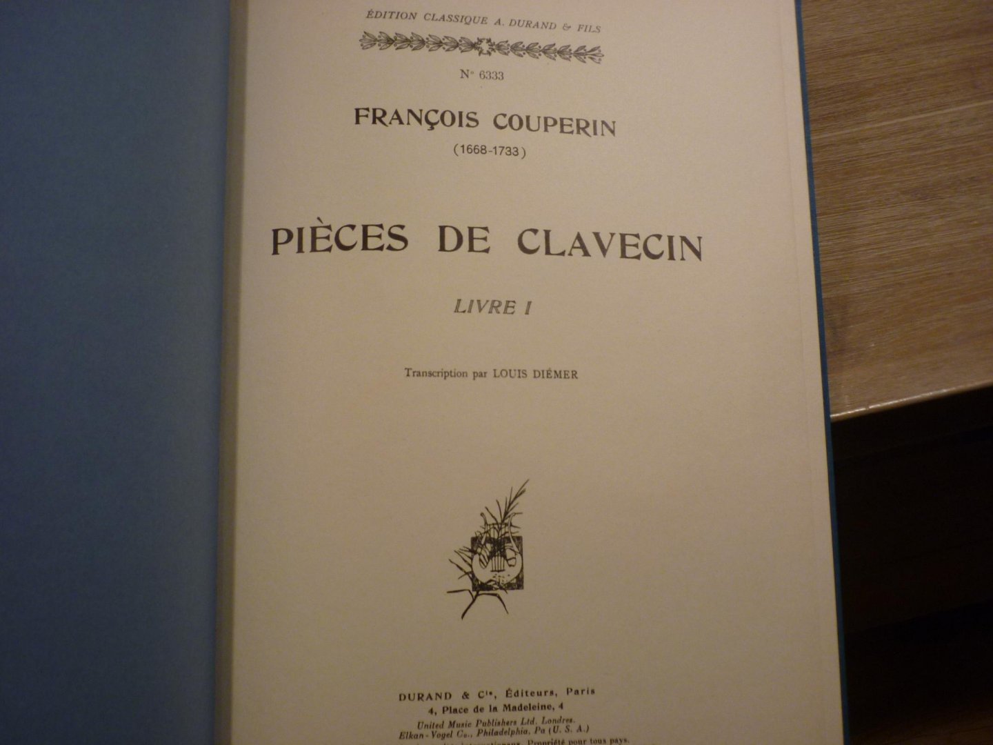 Couperin; François (1668–1733) - Pieces De Clavecin - Livre I; voor Klavecimbel (transcription par Louis Diémer)