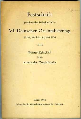  - Festschrift VI Deutschen Orientalistentag