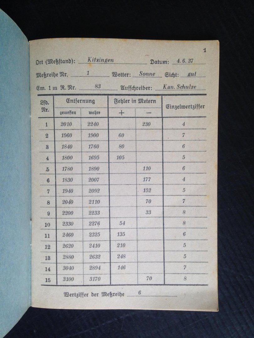  - Messheft für Flugzeugmessungen