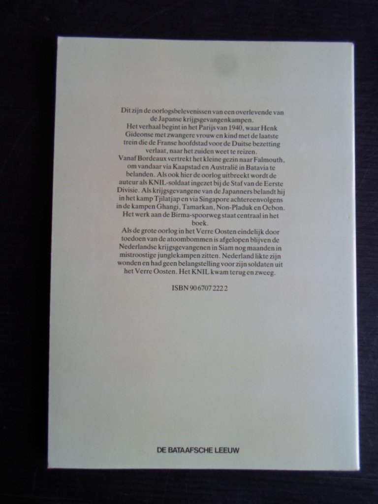 Gideonse, Henk - Het vergeten leger in de jungle, Nederlandse krijgsgevangenen in Birma/Siam