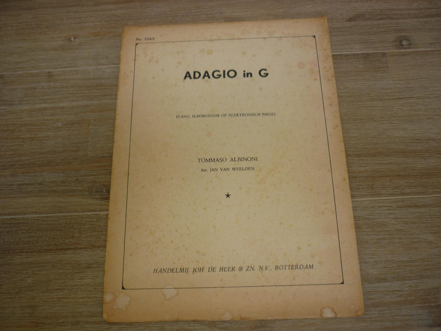 Albinoni; Tommaso (1671 - 1750) - Adagio in G (Bewerking Jan van Weelden)