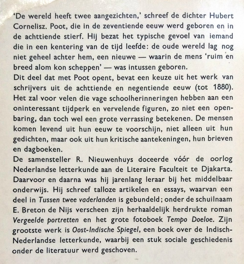 Nieuwenhuys, Rob (Samenstelling) - De wereld heeft twee aangezichten (Proza en poezie van 1700 tot 1880)