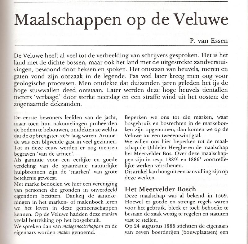 Essen, P. van - MAALSCHAPPEN OP DE VELUWE UDDEL MEERVELD GARDEREN