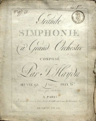Haydn, Joseph: - [Hob I: 104] Grande simphonie à grand orchestre composé par J. Haydn Œuvre 95. [1] Livree. Gravé par Richomme