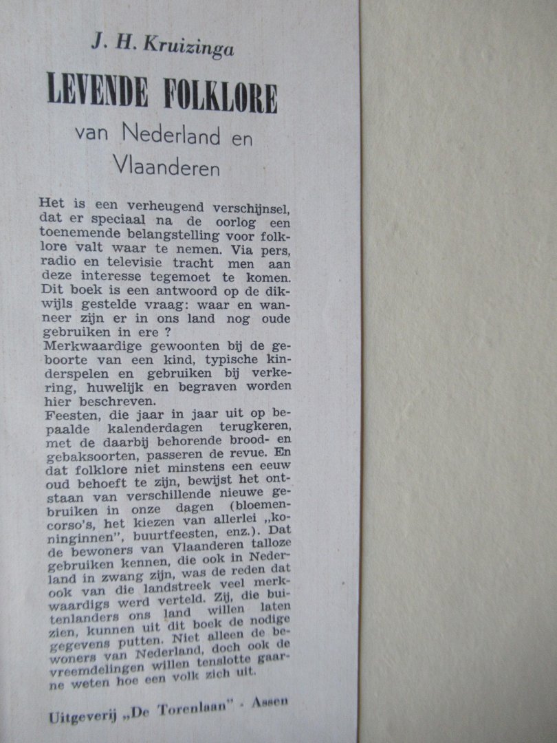 Kruizinga, J. H - Levende folklore