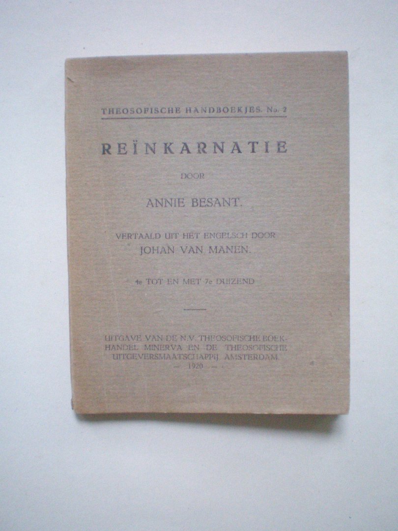 Besant, Annie - Reinkarnatie /reincarnatie - Theosofische Handboekjes No. 2