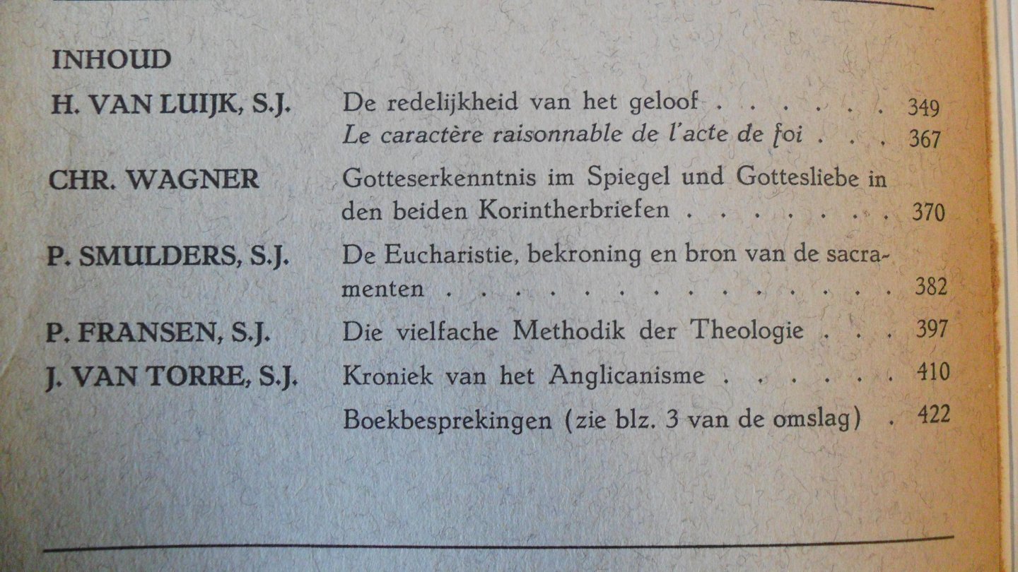 Luijk/ Wagner/ Fransen e.a. - Bijdragen tijdschrift voor Philosophie en Theologie ofwel  Filosofie en Theologie