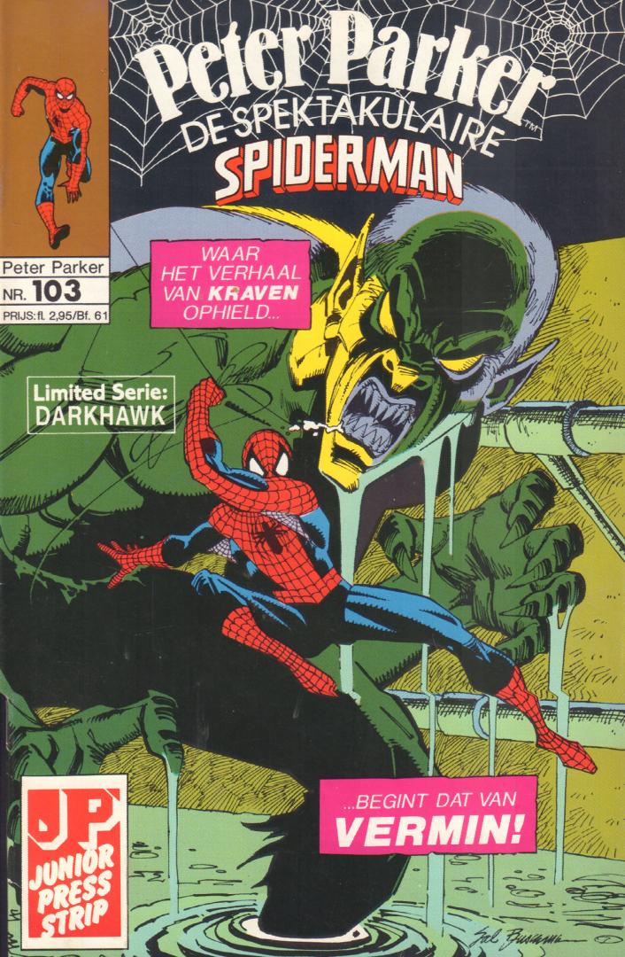 Junior Press - Peter Parker, de Spektakulaire Spiderman nr. 103, Limited Serie : Darkhawk,  geniete softcover, zeer goede staat
