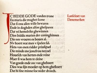 (ZILVERDISTEL). LANSELOET VAN DENEMERKEN - Een abel spel van Lanseloet van Denemerken hoe hi wert minnende ene joncfrou die met sijnder moeder diende.