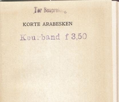 COUPERUS, Louis - Korte arabesken.