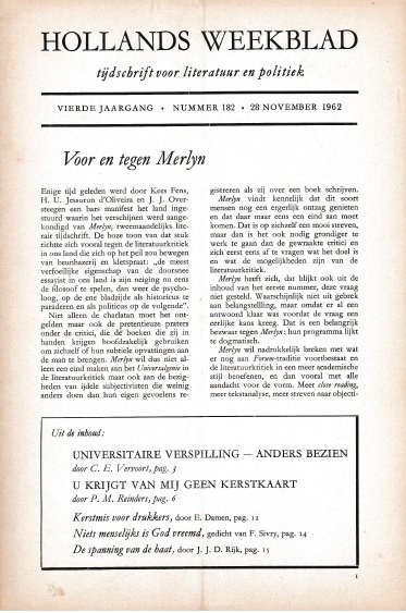 K.L. Poll (redactie) - Hollands Weekblad, vierde jaargang, nummer 182, 28 november 1962