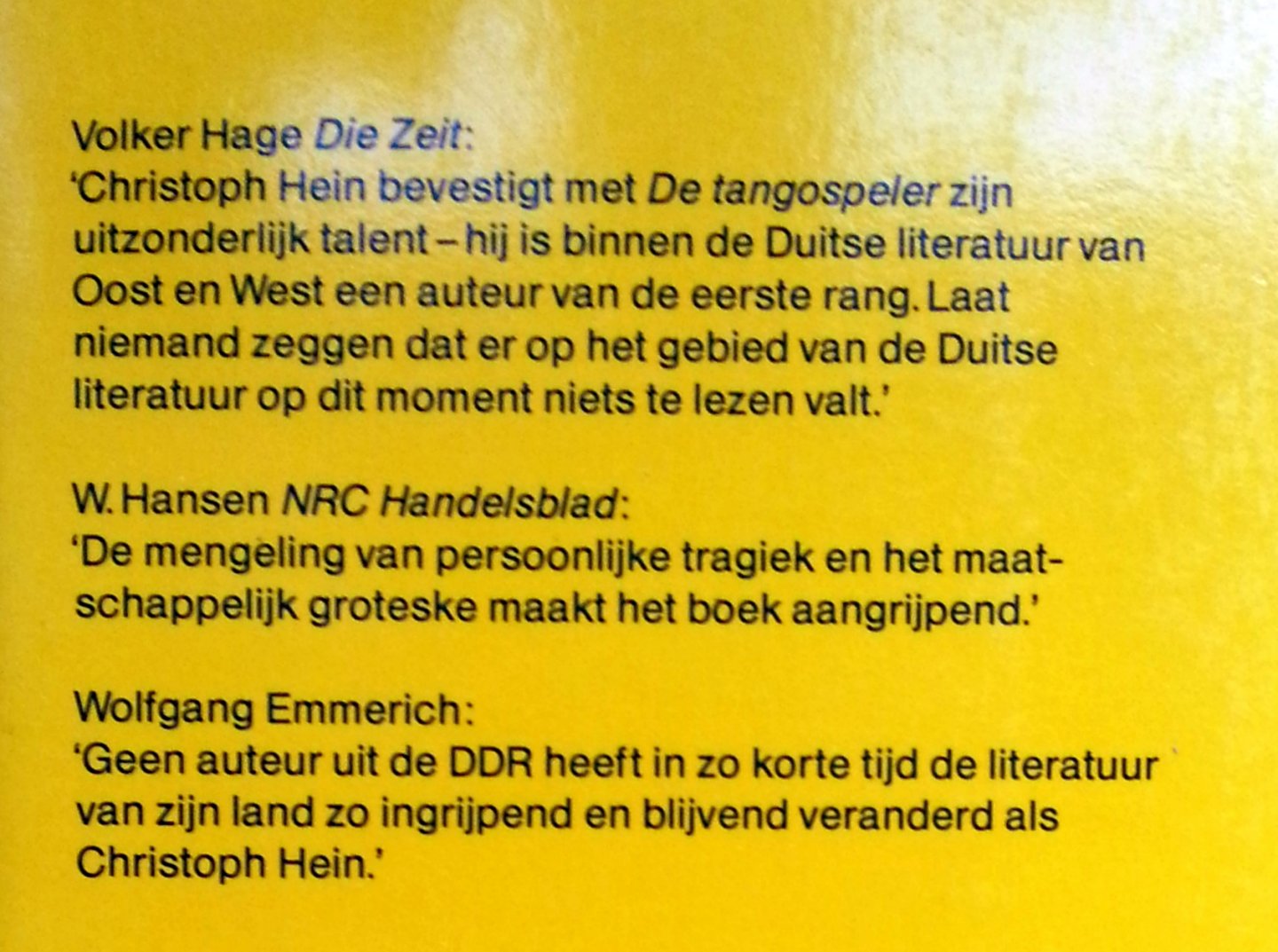 Hein, Christoph - De tangospeler