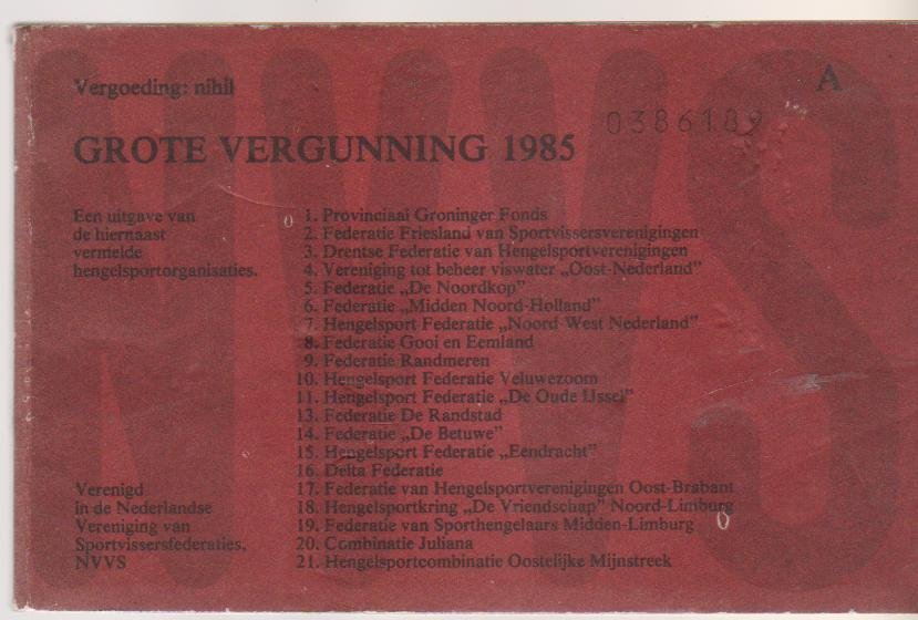 - grote vergunning 1985