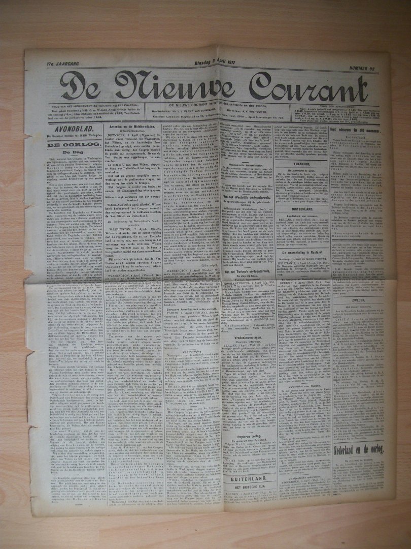  - De Nieuwe Courant, nummer 92, Dinsdag 3 april 1917