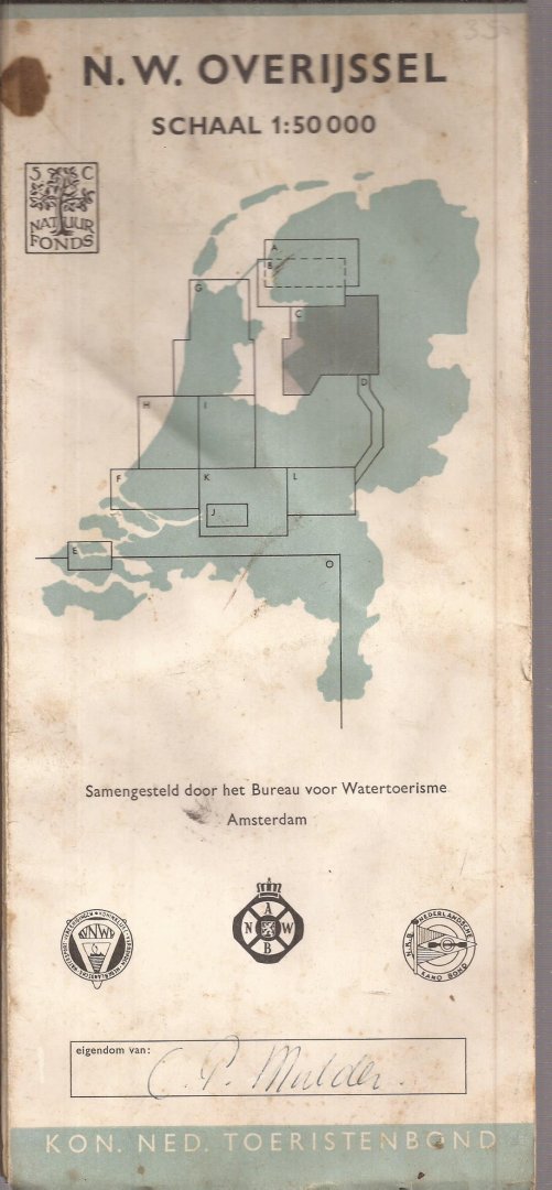Bureau voor Watertoerisme, Amsterdam - Waterkaart N.W. Overijssel