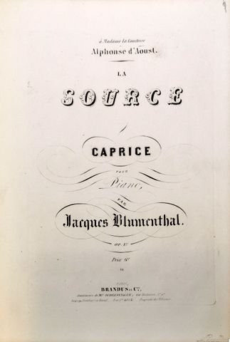 Blumenthal, Jacques: - La source. Caprice pour piano. Op. Ier