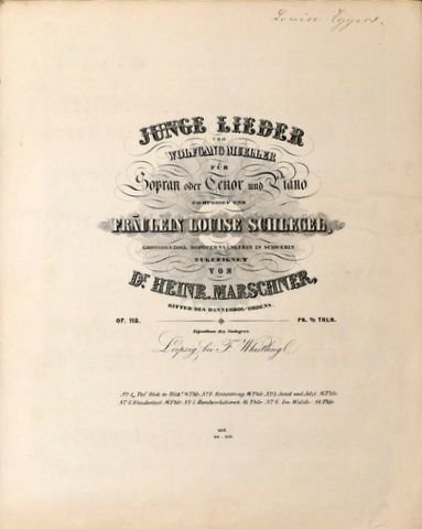 Marschner, Heinrich: - Junge Lieder von Wolfgang Mueller für Sopran oder Tenor und Piano Op. 118. No 1. Tief Blick in Blick