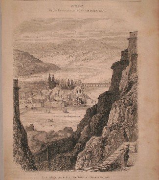 antique print (prent) - Vue de Coblenz, prise du haut d`Ehrenbreitstein. (Koblenz)