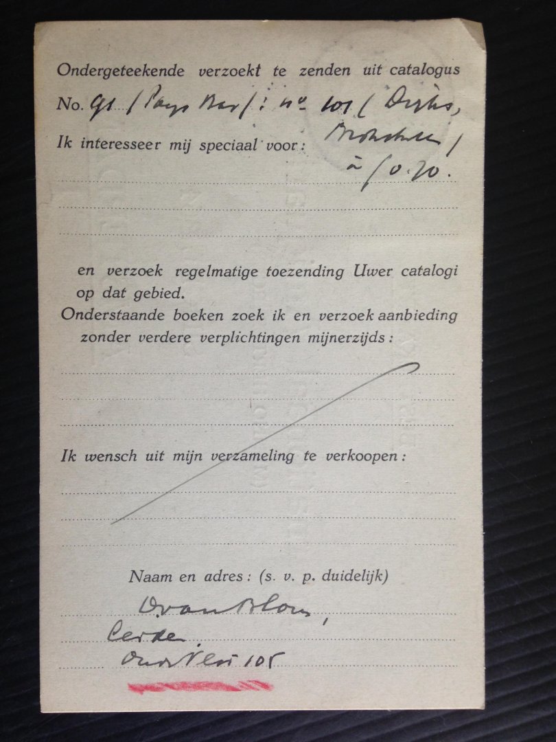  - Oude briefkaart 1928, Internationaal Antiquariaat Hertzberger, nr 8