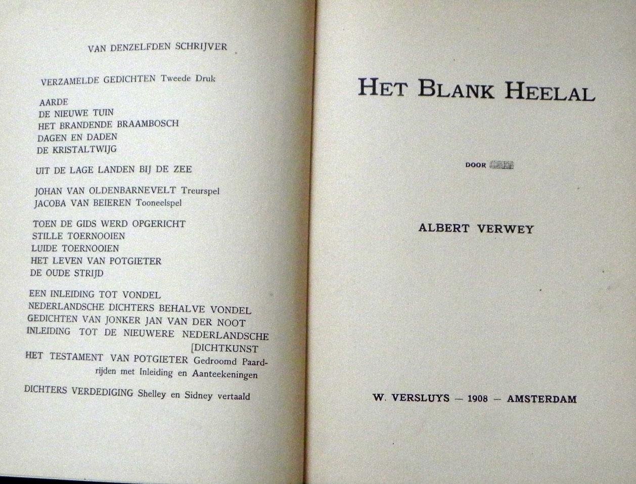 Verwey Albert, - Het Blank Heelal.