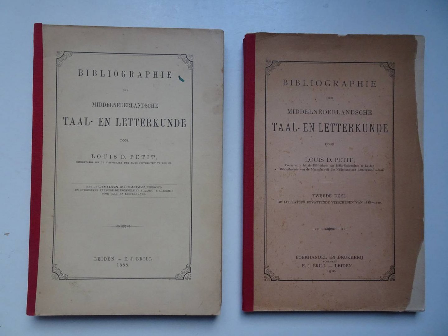 Petit, Louis D.. - Bibliographie der Middelnederlandsche Taal- en Letterkunde. Eerste en tweede deel (De literatuur bevattende verschenen van 1888-1910).