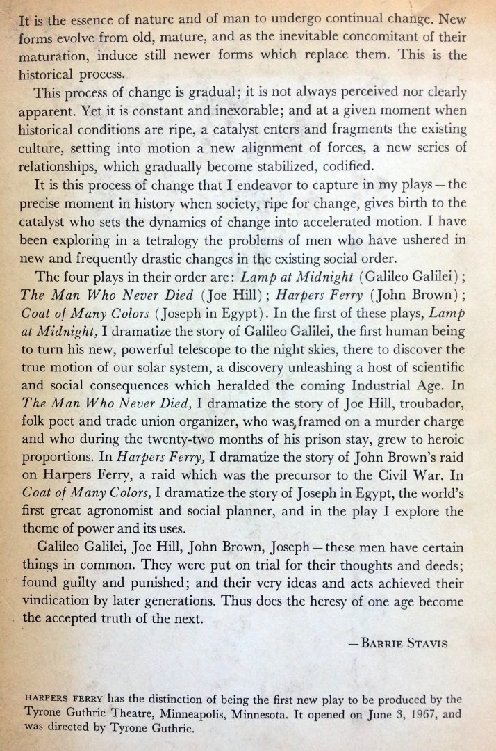 Stavis, Barrie - Harpers Ferry (Introduction by Tyrone Guthrie) (ENGELSTALIG)