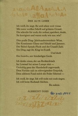 GOES, Albrecht - Der alte Leser. (Signiert).