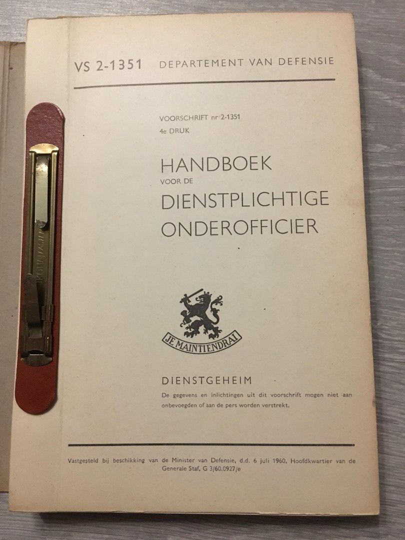 Departement van defensie - Handboek voor de dienstplichtige onderofficier, wapensupplement, infanterie VS 2-1351
