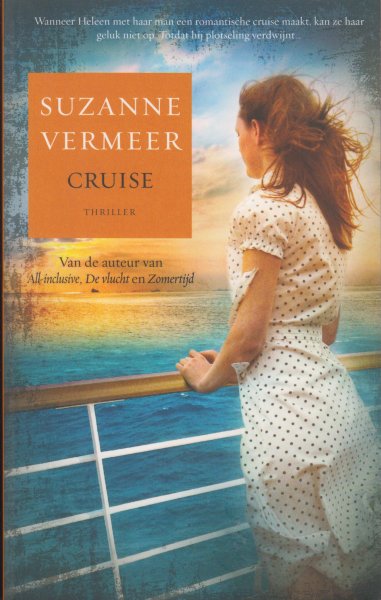 Vermeer (Paul Goeken (Nijmegen, 4 oktober 1962 - Gran Canaria, 21 juni 2011) was een Nederlands schrijver van thrillers. Behalve onder zijn eigen naam publiceerde hij boeken onder de schrijversnaam Suzanne Vermeer), Suzanne - Cruise - literaire thriller - Heleen en Frank zijn vijftien jaar getrouwd. Kinderen hebben ze nooit gekregen, hoewel Heleen dat graag had gewild. Als touroperator is Frank vaak van huis. Op een dag verrast hij zijn vrouw met een romantische cruise.