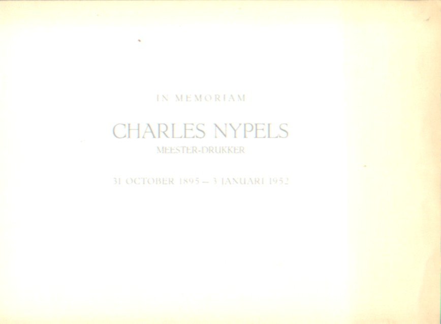 Thole, Karel - In memoriam Charles Nypels, meester-drukker.