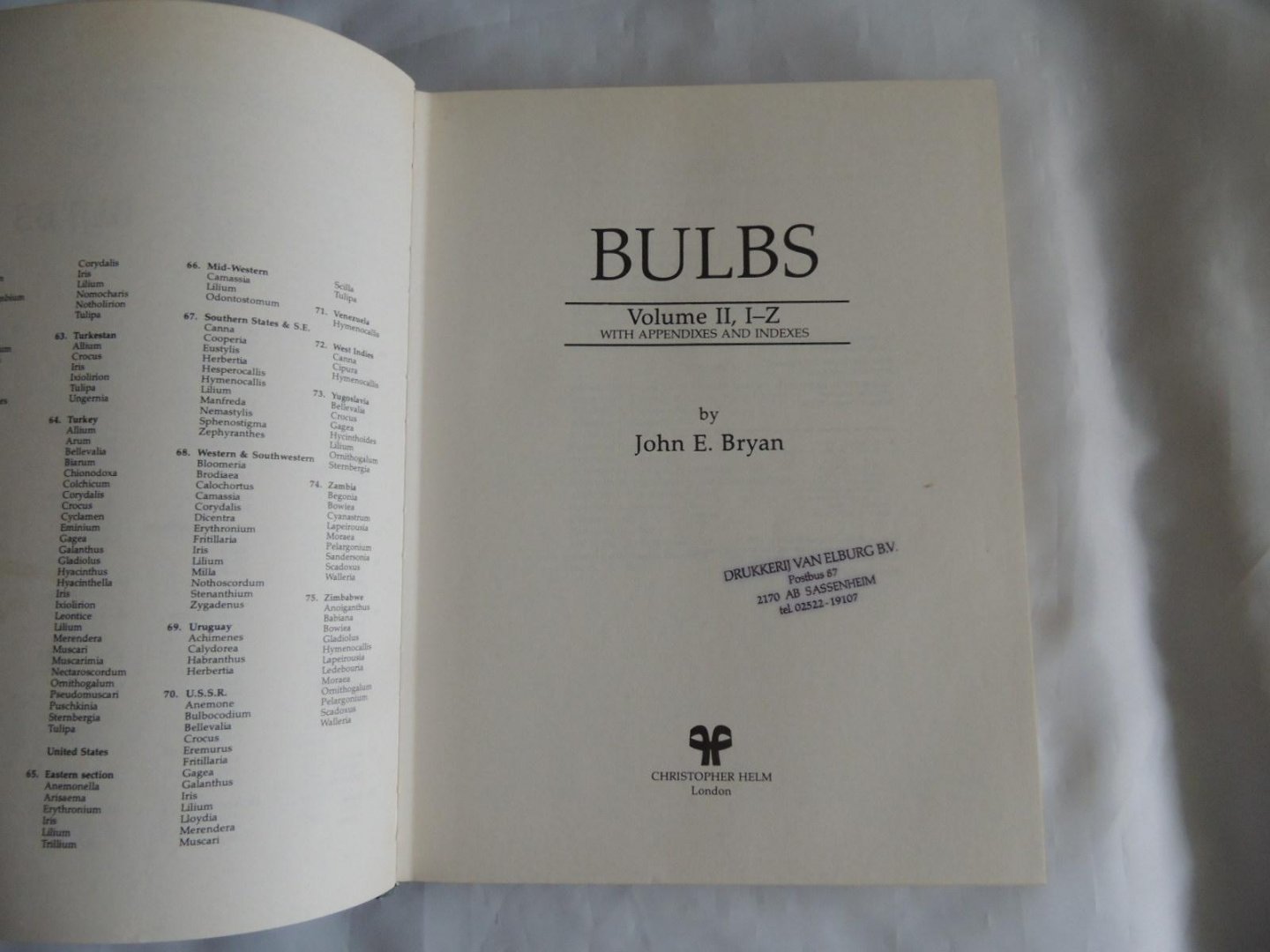 John E. Bryan - BULBS - Volume I,  a- h. Volume II, i- z  ---- COMPLETE SET ---