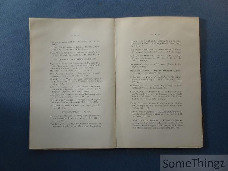 N/A.- Cercle archéologique et historique d'Audenarde. - Annales du Cercle archéologique et historique d'Audenarde, de sa châtellenie et de l'ancien pays d'entre Maercke et Ronne. 4me livraison, 1 Novembre 1906.
