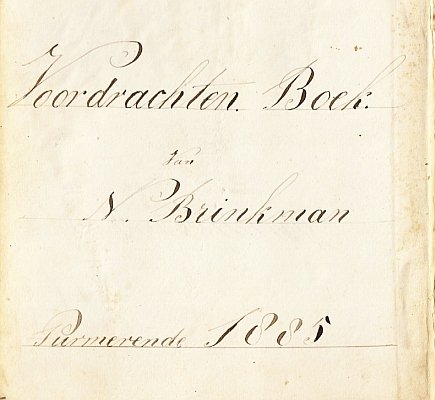 BRINKMAN, N. - Voordrachten Boek. Purmerende 1885.