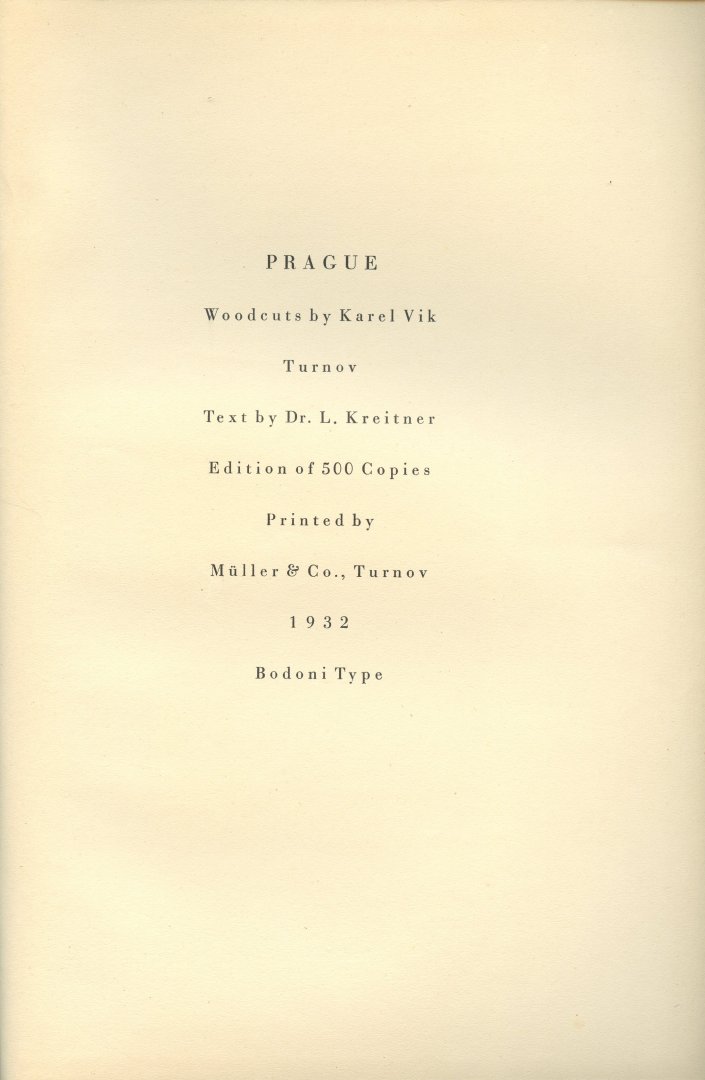 Vik, Karel/ Kreitner, Leopold - Prague in forty coloured woodcuts