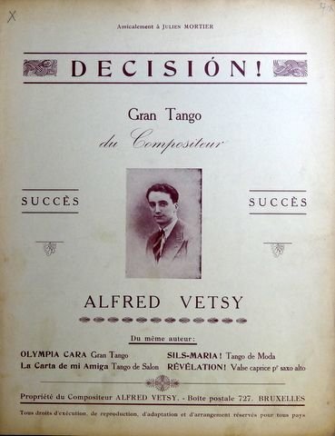 Vetsy, Alfred: - Decisión! Gran tango [piano]