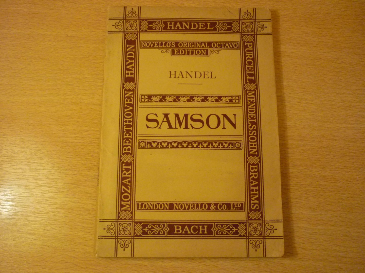 Handel; Georg Friedrich (1685-1759) - SAMSON - An Oratorio in vocal score; for Soprano, Alto, Tenor & Bass Soli - SATB & Orchestra - The Piano Accompaniment Revised from that of the German Handel Society - 8048