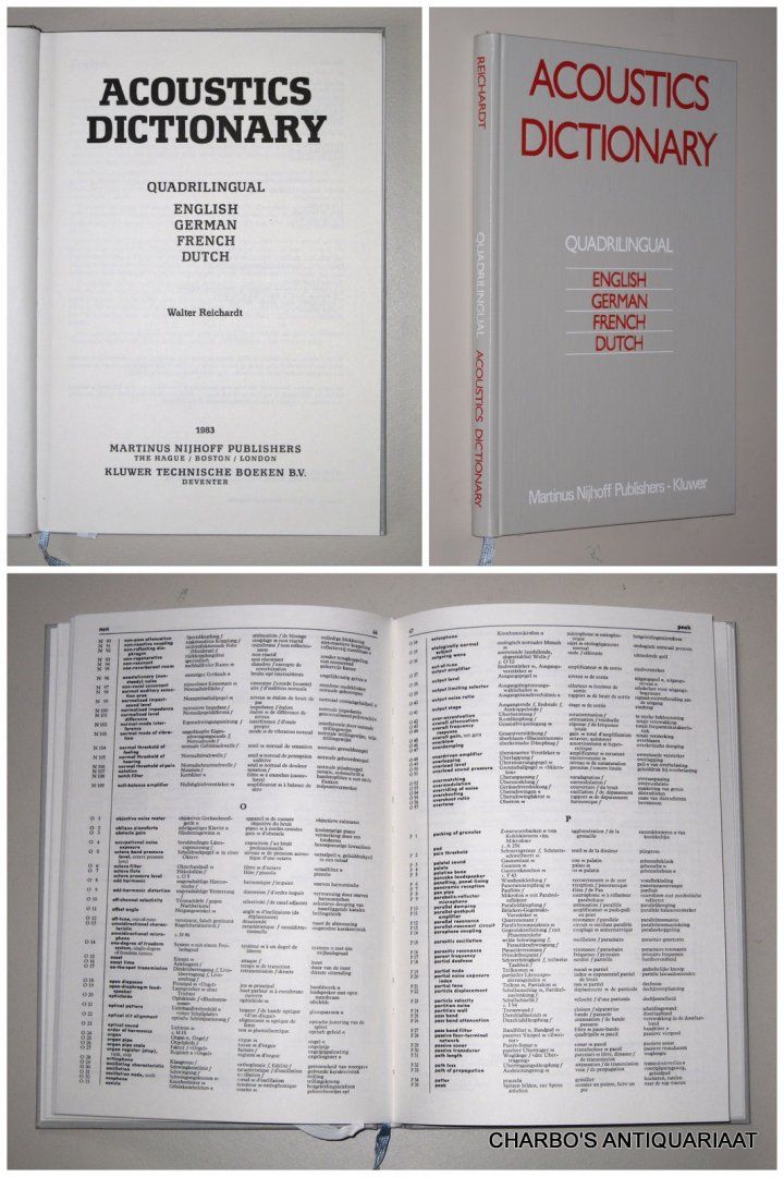 REICHARDT, WALTER, - Acoustics dictionary. Quadrilingual: English, German, French, Dutch.
