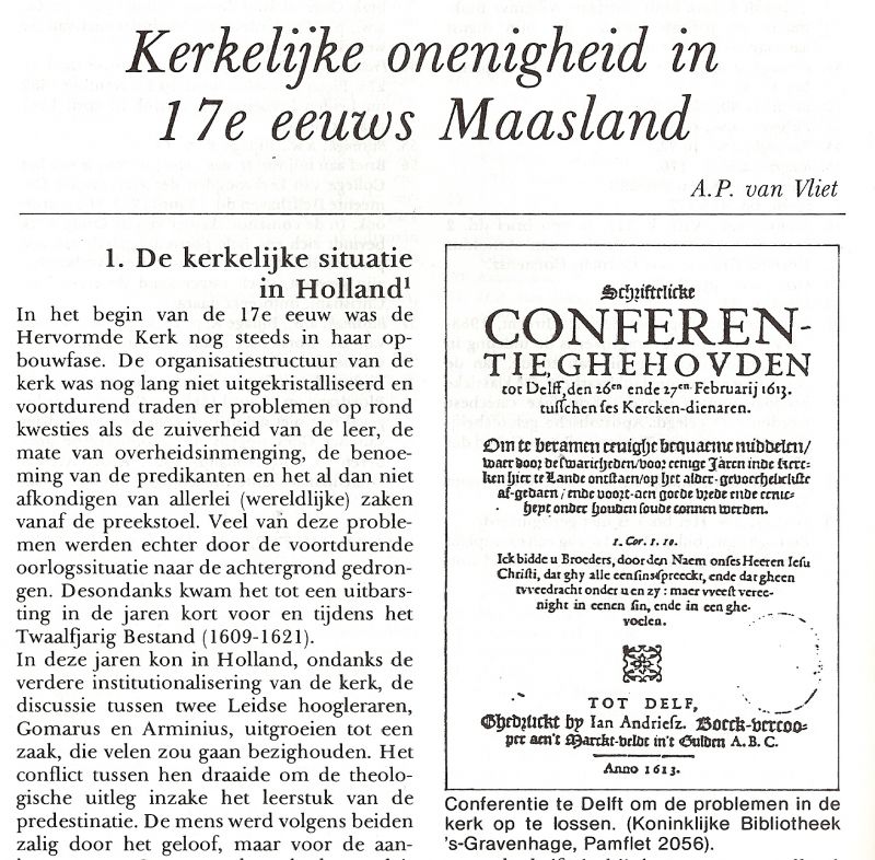 Vliet, A.P. van - Kerkelijke onenigheid in de 17e eeuw Maasland