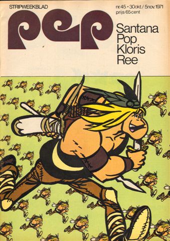 Diverse tekenaars - PEP 1971 nr. 45, stripweekblad, 30 oktober/5 november 1971 met o.a. DIVERSE STRIPS (ASTERIX/MANGAS COLORADES/MICK TANGY/RIK RINGERS/LUCKY LUKE)/SANTANA (2 p.)/HANS REE (SCHAKEN, 2 p.)/GROTE PYR (COVER TEKENING), goede staat