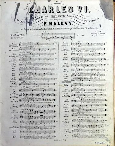 Halévy, F.: - Charles VI. Ballade chanté par mme Stolz