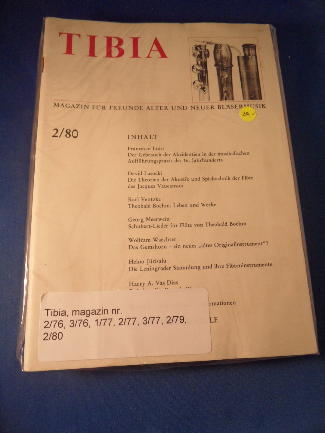 Freunde alter und neuer Bläsermusik - Tibia, magazin nr. 2/76, 3/76, 1/77, 2/77, 3/77, 2/79, 2/80