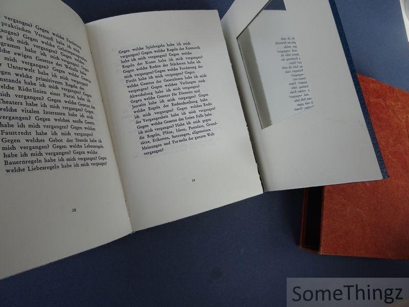 Peter Handke / Willy De Backere (bookbinder). - Selbstbezichtigung. [Only 2 copies existing. This is copy 2: "Uitgevoerd in het voorjaar 2000 in 2 exemplaren. Dit is N° 2. De Backere, Willy."]