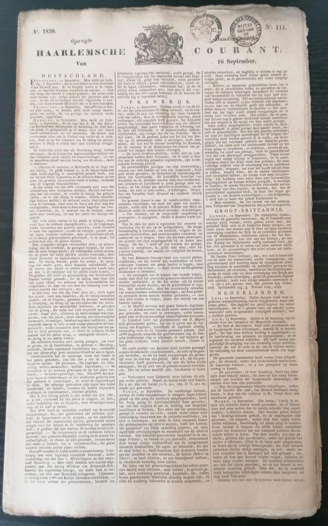Anoniem - Opregte Haarlemsche Courant No. 111 - 16 september 1830