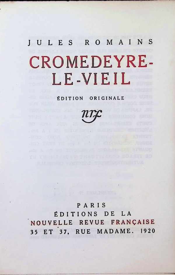 Jules Romains - Cromedeyre-Le-Vieil