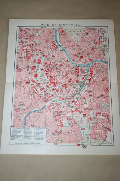  - Oude kaart/ plattegrond - Wenen Binnenstad  - circa 1905