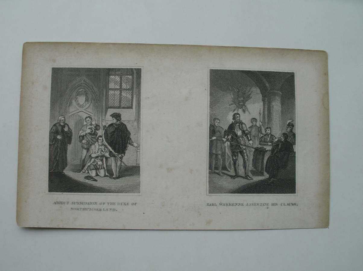 antique print (prent) - Abject submission of the Duke of Northumberland. Earl Warrenne asserting his claims.