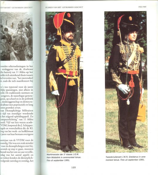 Schoenmaker, B. en J.P.C.M. van Hoof .. Rijk geïllustreerd met fotografische afbeeldingen in kleur en zwart - wit - 200 Jaar Rijdende Artillerie 1793-1993. en een kranten knipsel  Gele Rijder weg .