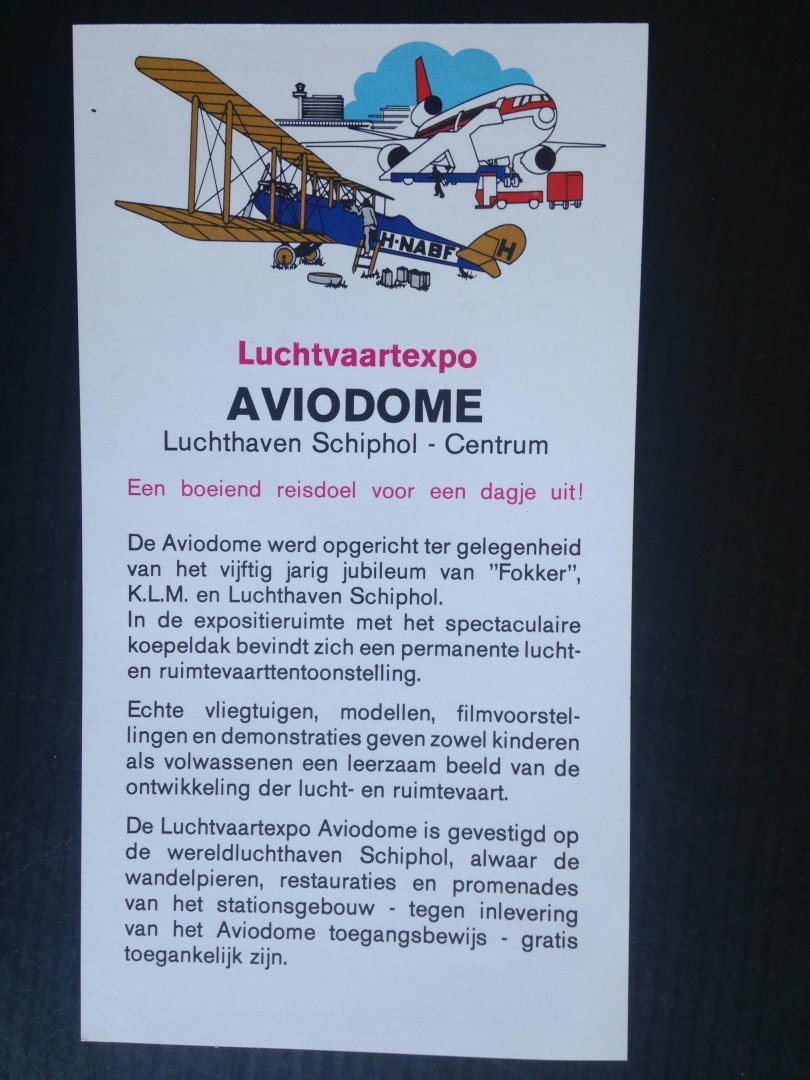 Folder - Luchtvaartexpo Aviodome Schiphol